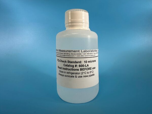 Micro Measurement Laboratories, Inc. PQ-Check Standard: 10 microns Catalog #: 600-LA Read instructions BEFORE use Store in refrigerator (2°C to 8°C) Always sonicate & use new pipette